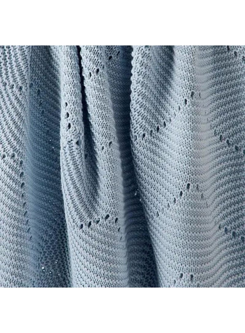 Nini Baby - Organic Cotton Knitted Baby Blanket, Bobbles, Antibacterial Finish – Ballad Blue, 0-36 Months - Image 4